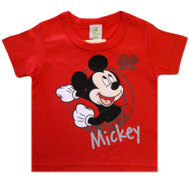 Conjunto Bebê Verão Camiseta Manga Curta e Bermuda Microfibra Estampada Disney Baby Mickey