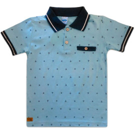 Conj. Infantil Gola Polo Marinheiro Azul e Bermuda de Sarja Azul Marinho Menino Serelepe Kids