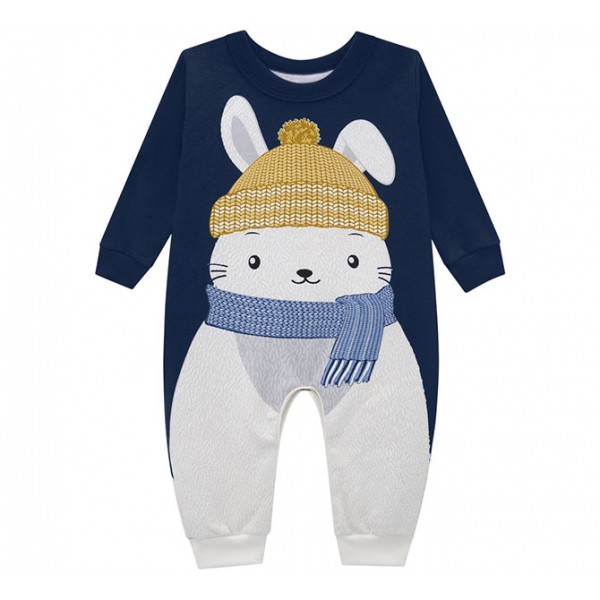 Macacão Pijama Bebê Infantil de Bichinho: Coelho (12 Meses